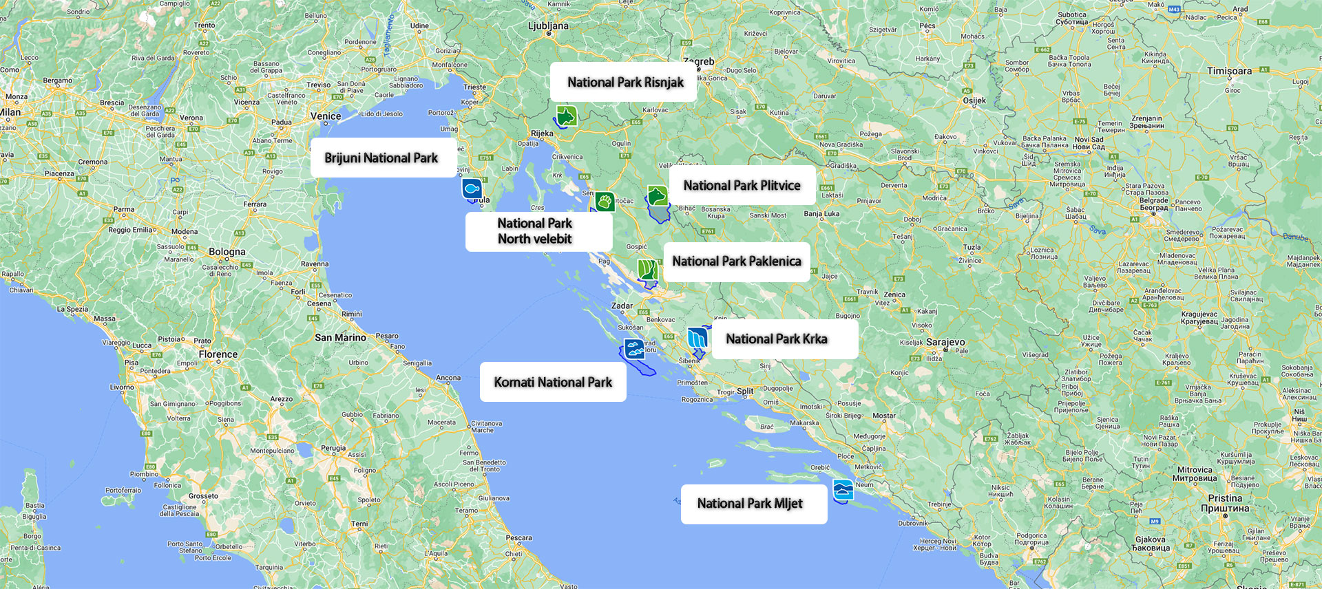 national_parks_croatia_on_map